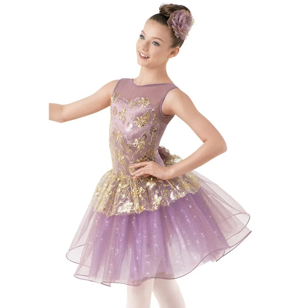 Pre-Owned Dance Costume Weissman 9495 XL Child Purple Tutu Ballet Sequin